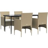  5-dijelni vrtni blagovaonski set s jastucima bež i crni | shoptok.hr