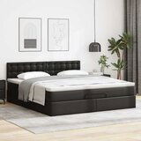 vidaXL Otomanski posteljni okvir z vzmetnico črn 160x200 cm um. usnje | Shoptok.si
