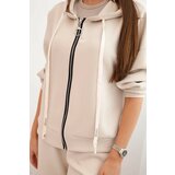 Kesi Włoski Women's set with wide-leg pants and zip-up sweatshirt beige | Shoptok.si
