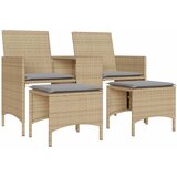 Maison Chic Vrtni kavč - Zunanji kavč dvosed z mizico in stolčki bež poli ratan, (22041899) | Shoptok.si
