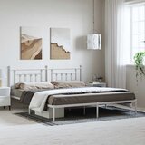  Metalni okvir za krevet s uzglavljem bijeli 193x203 cm | shoptok.hr