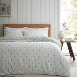Catherine Lansfield Bela/zelena flanelna posteljnina za zakonsko posteljo 200x200 cm Polka Dot – | Shoptok.si