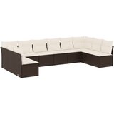  10-dijelni set vrtnih sofa od poliratana s jastucima smeđi | Eponuda.com