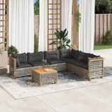 Maison Chic Seti vrtnega pohištva - Vrtna garnitura - Vrtni pohištvo set 7-delna z blazinami siv poli ratan, (21802201) | Shoptok.si