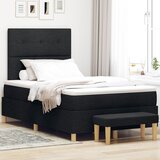vidaXL Krevet s kutijom s madracem i klupom Crna 120x190 cm Tkanina | shoptok.hr