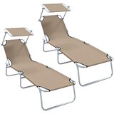 vidaXL Sklopive ležaljke 2 komada s krovićem Taupe 600D Oxford tkanina | shoptok.hr