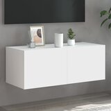  The Living Store Stenska TV omarica z LED lučkami bela 80x35x31 cm - TV Stenska Omarica, (21555346) Cene