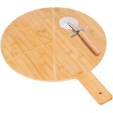 Cheffinger Bambusov pladenj za pico z rezalnikom Pizza Bois Inox Natančno rezanje, Svetlo rjava, (5000277692) | Shoptok.si