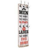  Zidna vješalica za kapute sa 6 kuka MEN LADIES 120 x 40 cm | shoptok.hr
