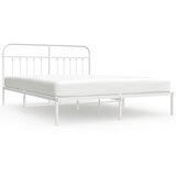 Maison Chic Kovinski Posteljni okvir - Dvoposteljna postelja - Zakonska postelja z vzglavjem bel 160x200 cm, (21693156) | Shoptok.si