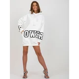 Fashionhunters Ecru Mini Hoodie Dress