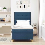  LED Box Spring Krevet s uzglavljem Plava 90 x 190 cm tkanina | shoptok.hr