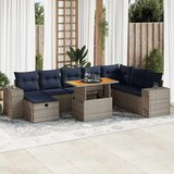  9-dijelni set vrtnih sofa poliratan i bagrem s jastucima sivi | shoptok.hr