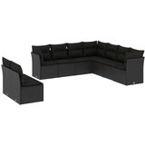  9-dijelni set vrtnih sofa s jastucima crni od poliratana | shoptok.hr