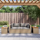  Vrtni bočni stolići 2 kom bež 55 x 34 x 37 cm poliratan i drvo | shoptok.hr