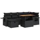 vidaXL Vrtna sedežna garnitura z blazinami 8-delna črn ratan/akacija | Shoptok.si