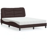  Postelja z vzmetnico temno rjav 140x190 cm blago | Shoptok.si