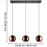 Eglo 390095 - visilica na sajli cordoba 3xE27/40W/230V u bakarnoj boji | Eponuda.com