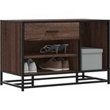 vidaXL Klop za čevlje rjavi hrast 80x40x53,5 cm inž. les in kovina | Shoptok.si