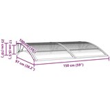 vidaXL Nadstrešnica za vrata siva 150 x 100 cm polikarbonatna | shoptok.hr