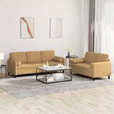 vidaXL 2-dijelni set sofa s jastucima smeđi baršunasti u