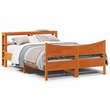 Maison Chic Posteljni okvir - Dvoposteljna postelja - Zakonska postelja z vzglavjem voščeno rjava 150x200 cm borovina, (21693829) | Shoptok.si