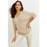Cool & Sexy Women's Stone V Neck Loose Knitwear Tunic