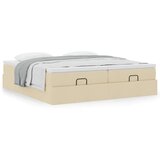  Otomanski okvir kreveta s madracima krem 200x200cm od tkanine | shoptok.hr