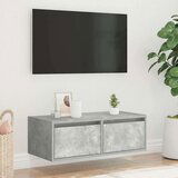 TV ormarić s LED svjetlima siva boja betona 75x35 5x25 cm | shoptok.hr