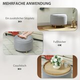  Tabure tapecirani stolac plišani flis skriveni prostor za pohranu dvostrani poklopac 56 cm x 56 cm x 42 cm siva | shoptok.hr