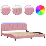  Okvir kreveta s LED-om bez madraca Hanko ružičasti 200 x 200 cm baršunasti | Eponuda.com