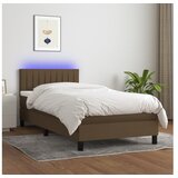  Krevet box spring s madracem LED tamnosmeđi 100x200 cm tkanina | shoptok.hr