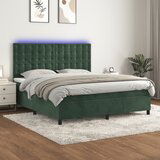 Maison Chic Box spring postelja - Vzmetna postelja z vzmetnico LED tem. zelena 160x200cm žamet SL22325, (21891965) | Shoptok.si