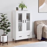 vidaXL Visoka omara bela 69,5x31x115 cm inženirski les Cene