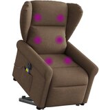 vidaXL Električni masažni naslonjač na podizanje od tkanine smeđi | shoptok.hr