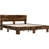  The Living Store Posteljni okvir dimljeni hrast 160x200 cm inž. les in kovina - Posteljni Okvir, (21446104) | Shoptok.si