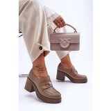 Boto Women's Leather Half Boots On Heel Dark Beige Dunadia | shoptok.hr