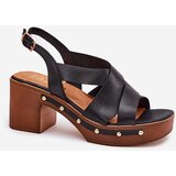 Zazoo Leather Heeled Sandals 1081 Black | Shoptok.si
