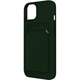 forcell Ovitek za iPhone 12 in 12 Pro z držalom za kartico, mehak silikon, - zelen, (20639643) Cene