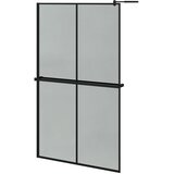 Pregrada za tuš s policom crna 118x190 cm staklo ESG i aluminij | Eponuda.ba