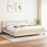 Krevet s oprugama i madracem krem 200 x 200 cm od tkanine Cijene