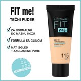 Maybelline Fit Me! Matte + Poreless tekoč puder za poenotenje kože z mat učinkom 30 ml odtenek 115 Ivory | Shoptok.si