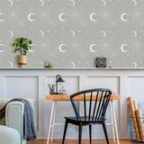  Tapeta - Cosmic Fireworks - Elegant pattern with moons and stars on a gray background. 50x1000 Premium | shoptok.hr