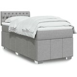 vidaXL Box spring postelja z vzmetnico svetlo siva 90x200 cm blago | Shoptok.si