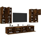  7-dijelni set zidnih TV ormarića LED boja dimljenog hrasta | Eponuda.com