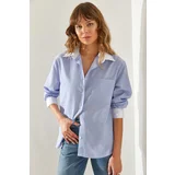 Bianco Lucci Women's Back Garni Detail Boyfriend Shirt 4449