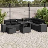vidaXL 9-dijelni set vrtnih sofa s jastucima crni od poliratana | shoptok.hr