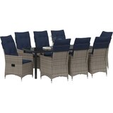  Set stola i stolica s jastukom 9 pcs Siva PE ratan | shoptok.hr