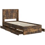  Krevetna konstrukcija s pohranom i uzglavljem Dimljeni hrast Smeđa 100 x 200 cm | shoptok.hr