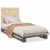 vidaXL Posteljni okvir z vzglavjem siv 90x200 cm trdna borovina Cene